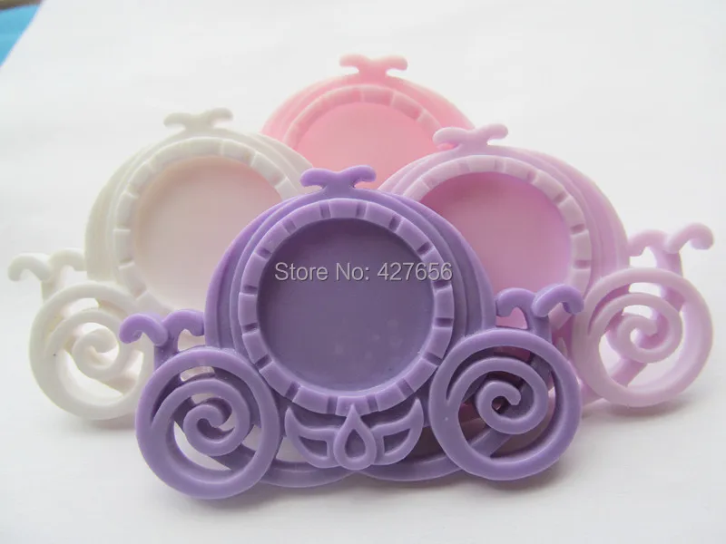 

30pcs 6 colors Flatback Resin Carriage Charm Finding, Base Setting Tray, for 25mm Cabochon/Cameo