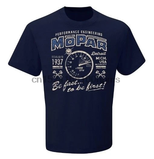 

Mopar Tachometer Mens Cotton Navy Blue Retro Distressed Style Tee Shirt