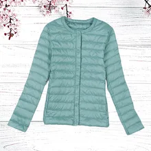 S~ 3XL осень-зима Для женщин утка куртка пуховик приталенный силуэт с коротким рукавом и круглым вырезом, большие Размеры ультра легкий пуховик верхняя LJ0317