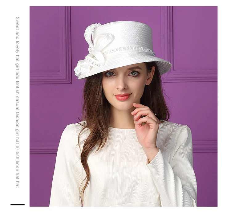 FS летние белые фетровые женские шляпы с широкими полями, вечерние шляпы с цветами, женские шляпы для церкви и свадьбы, Кентукки, Дерби, женская шляпа