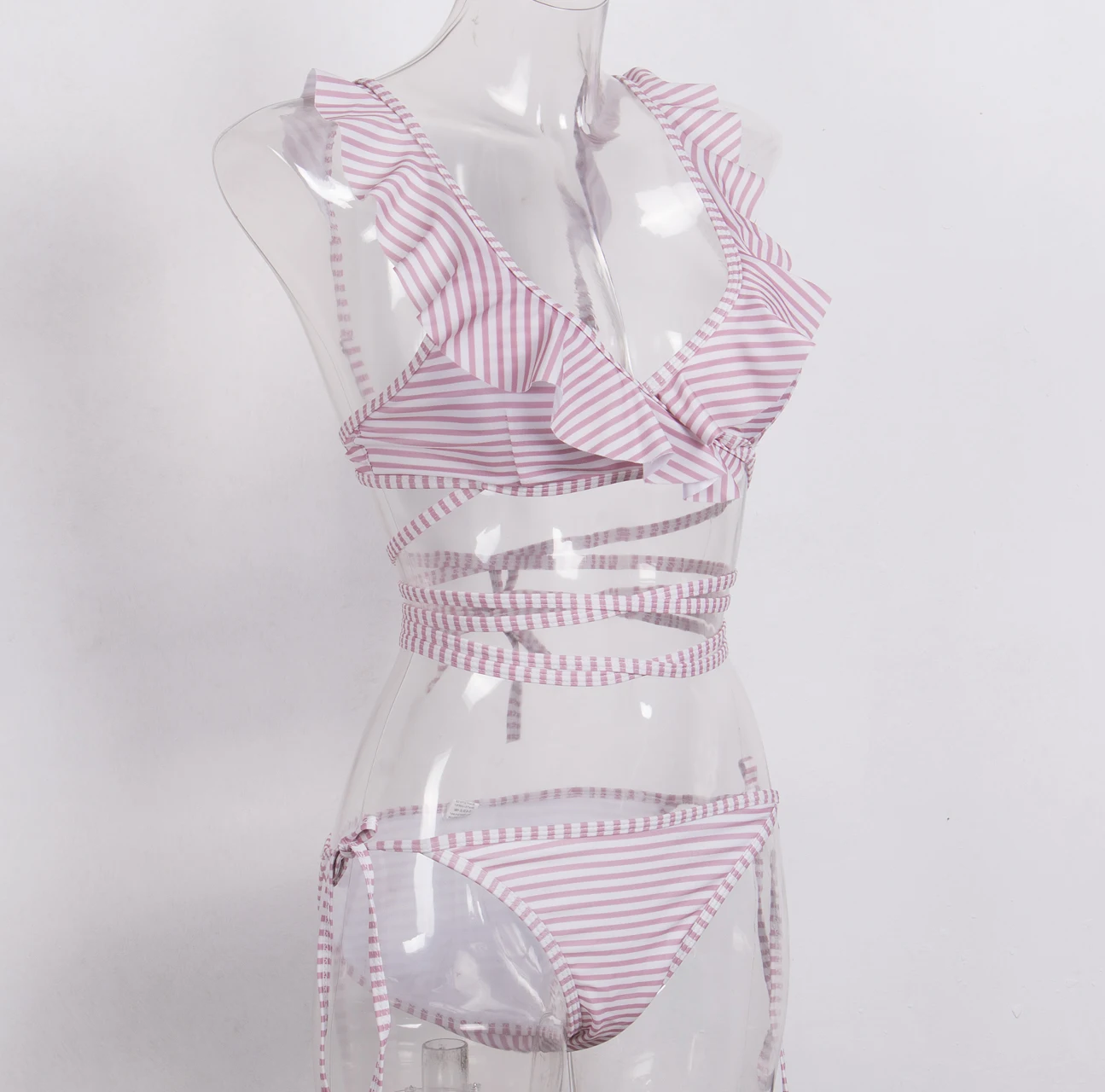 pink and white striped two piece set