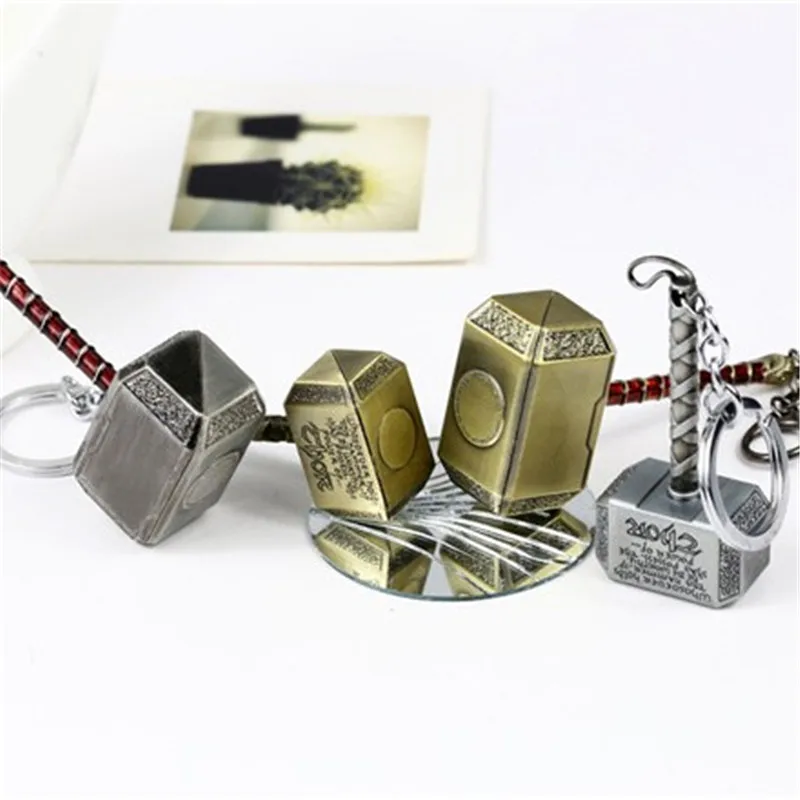 

10pcs/lot Wholesale Movie The Avengers Thor's Hammer Mjolnir Keychain Zinc Alloy Key Rings Gift Chaveiro Key Chain Men Jewelry