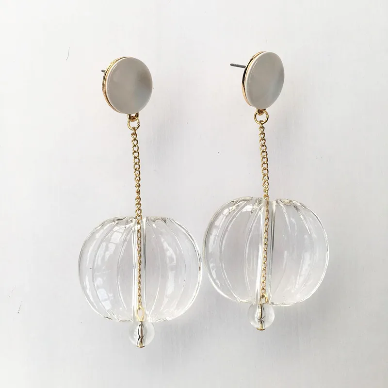 UJBOX Long Transparent Acrylic Resin Earrings Women Glitter Silver Foil Pendant Earrings Party Pending Hanging Earrings
