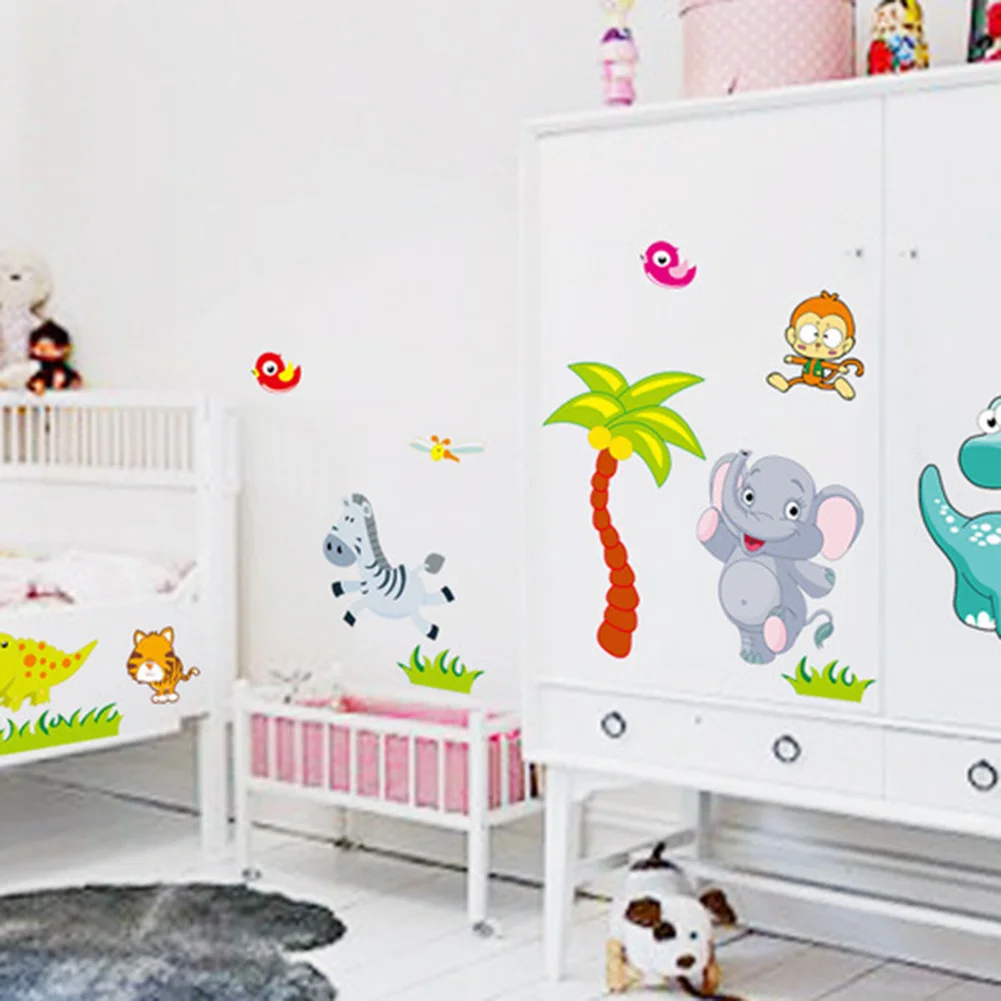 Us 3 66 20 Off Big Jungle Animals Bridge Vinyl Wall Stickers Kids Bedroom Wallpaper Decals Cute Anime Baby Children Cartoon Room Nursery Decor In