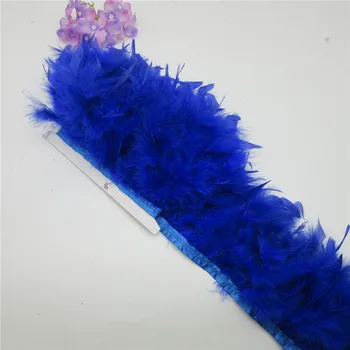

20 Meter Royal blue fluffy Beautiful Turkey feathers ribbon fringe 10-15cm turkey feather trimming for carnival Diy costumes