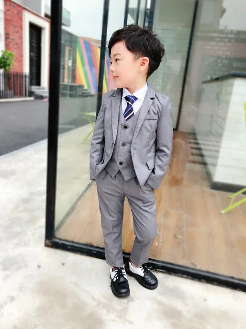 Bow Tie Baby Grey Coat Boys' Suits Set Ring Bearer Outfit Black N