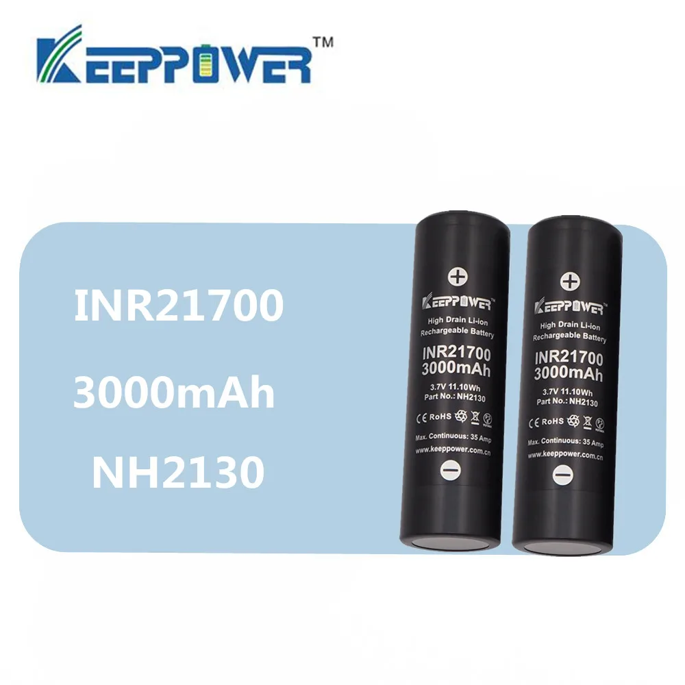

2pcs keeppower Original IMR 21700 battery 3000mAh discharge 35A 3.7V 11.10Wh NH2130 high drain li-ion Rechargeable battery