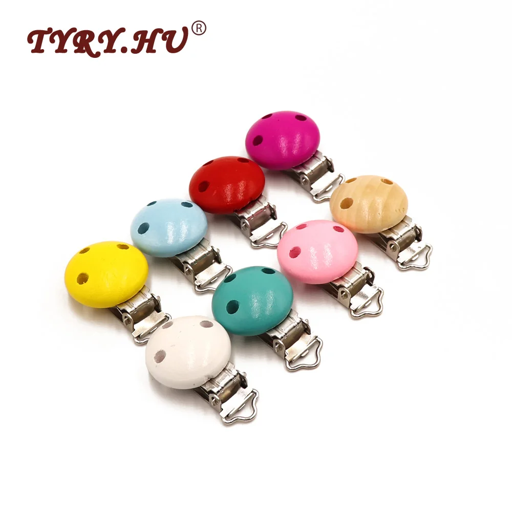 

100pcs Wood Pacifier Clip Natural Wooden Baby Pacifier Charms Clips Holes Baby Safe toys DIY Dummy Pacifier Holder Safe Teething