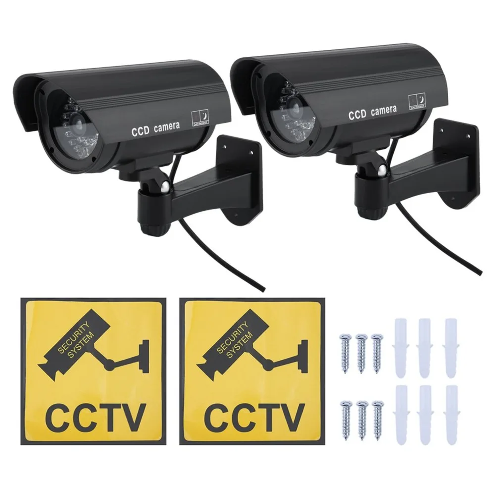

2PCS Waterproof Outdoor Indoor Home Security Guard Dummy CCD Camera Simulation Surveillance Camera Built In LED Flashing Light