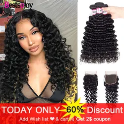Bestsojoy Virgin Deep Wave Bundles With Closure Wet And Wavy Human Hair 3 Bundles With Closure Mink Brazilian Hair Weave Bundles Bestsojoy Virgin Deep Wave Bundles With Closure Wet And Wavy Human Hair 3 Bundles With Closure Mink Brazilian Hair Weave Bundles