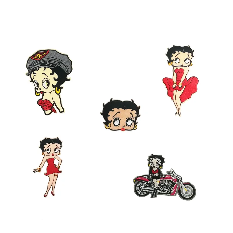 Betty Boop мультфильм обувь для девочек красное платье аппликация фильм ТВ шоу серии костюм Вышитые Железный На нашивки одежда Транс