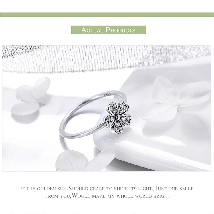 BAMOER,, 925 пробы, серебряные свадебные кольца в виде цветка маргаритки для женщин, ювелирные изделия из стерлингового серебра, подарок, S925 SCR398