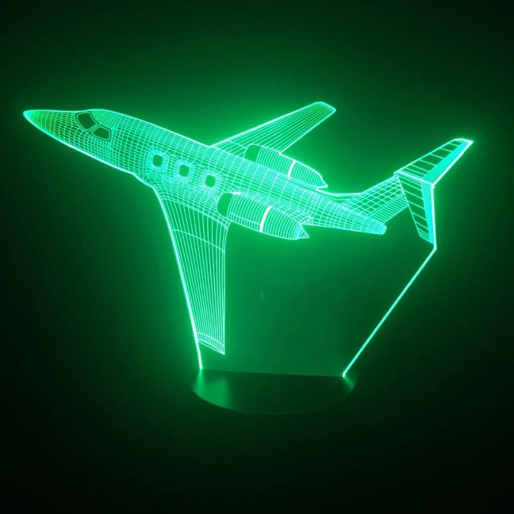 Реактивный самолет военный самолет Летающий на землю самолет вертолет 3D светодиодный светильник 7 цветов Изменение детской спальни настольная лампа лучший подарок для дома