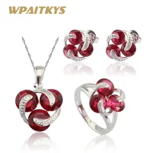 WPAITKYS серебряный цвет Ювелирные наборы круглый светильник серьги/кулон/ожерелье/кольца для женщин подарочная коробка