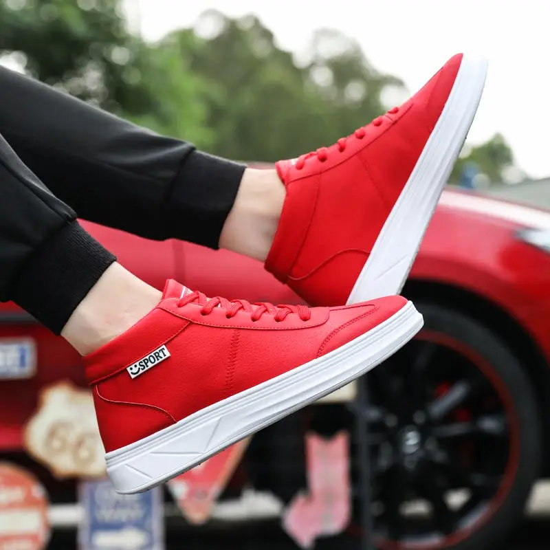 Мужская обувь из искусственной кожи, кроссовки для бега, женские кроссовки для фитнеса, мужская спортивная обувь, мужские спортивные высокие кроссовки, красные теннисные A-189
