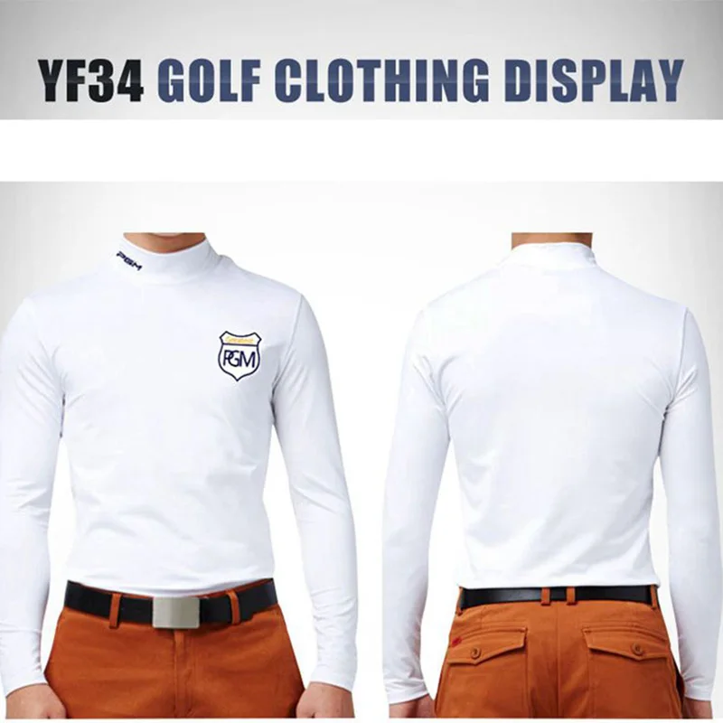 PGM Long-sleeved Nylon T-shirt golf Men's Shirt Clothing Keep warm Clothes Autumn Winter White Black Gray  (8)