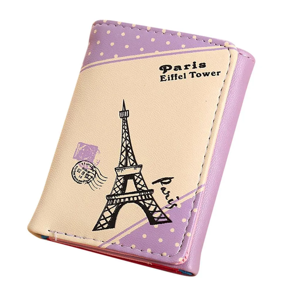

Womens Wallets and Purses Paris Eiffel Tower Hasp Coin Purse Short Wallet Card Holders Handbag Preppy Style Borsellino Donna #DX