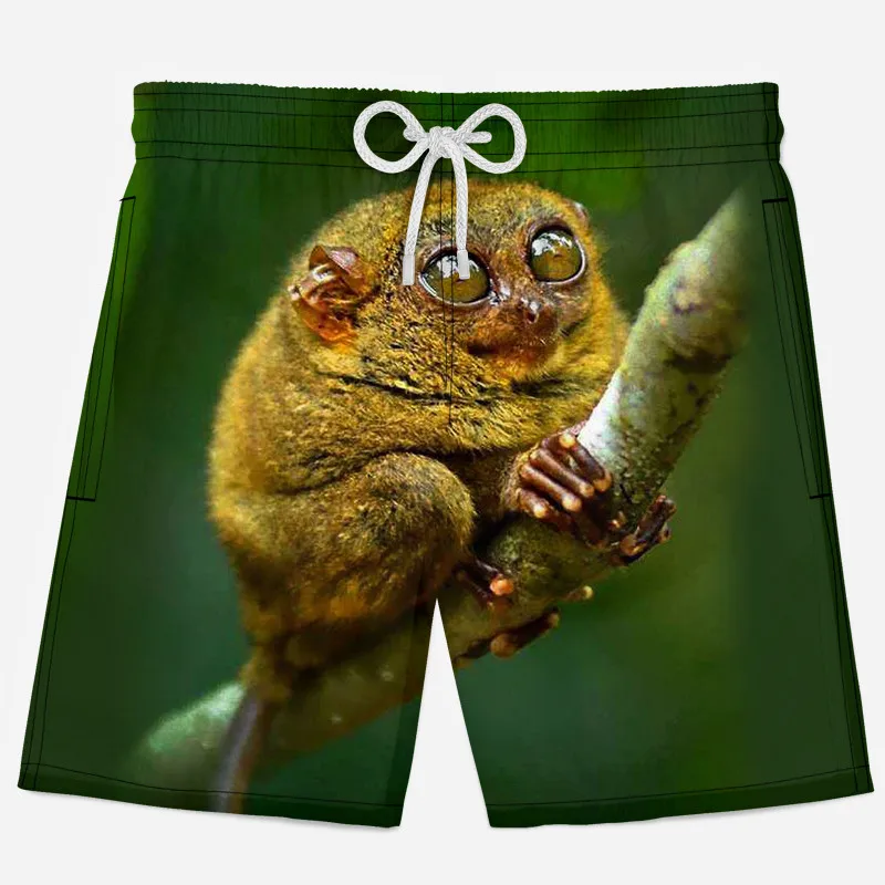 Повседневные мужские шорты с 3D принтом животных, крутые дышащие пляжные шорты с 3d рисунком обезьяны, летние мужские быстросохнущие шорты из молочного шелка - Цвет: T10