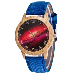 Женская мода повседневное кожаный ремешок аналог кварцевые круглые часы женские часы известного Элитный бренд синий relogio feminino