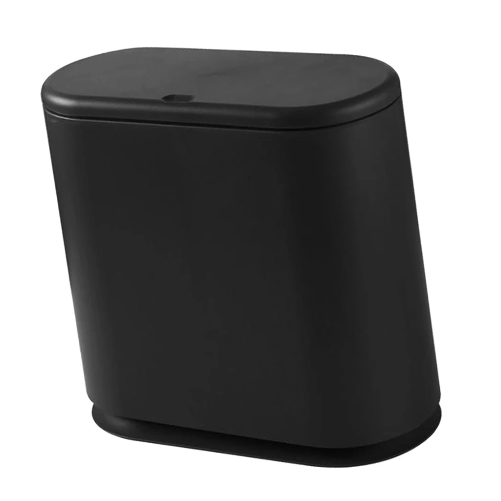 Modern Fashion White Flip Lid Trash Can Double Garbage Bag Holder Waste Bin