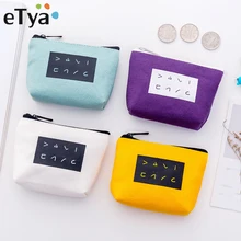 ETya холщовый маленький кошелек на молнии, держатель для карт, кошелек, женский кошелек, Детский милый мини-кошелек для карт, сумка, 16 цветов