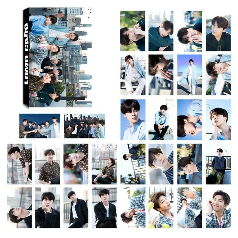 Kpop 5th Юбилей Бумага ломо карты Jimin V Suga коллективных Фотокарта плакат самодельные