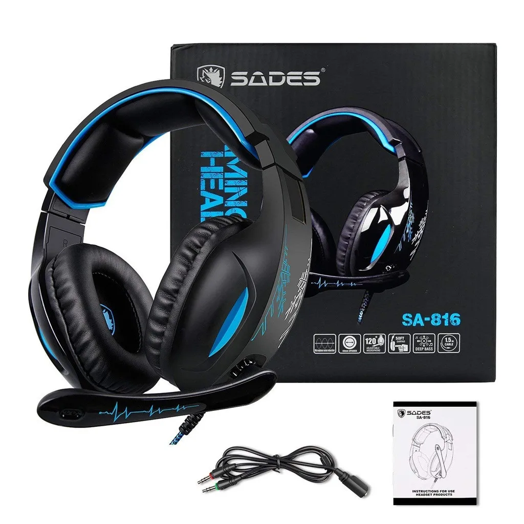 Бренд SADES SA816 Проводные игровые 3 5 наушники с микрофоном гарнитура для PS4 ПК