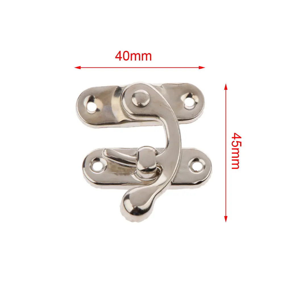 5 Sets 45 x 40mm Vintage Decorative Cabinet Latches Hasp Pad Lockable Clasp for Jewelry Wooden Box Case Chest, Silver Alloy