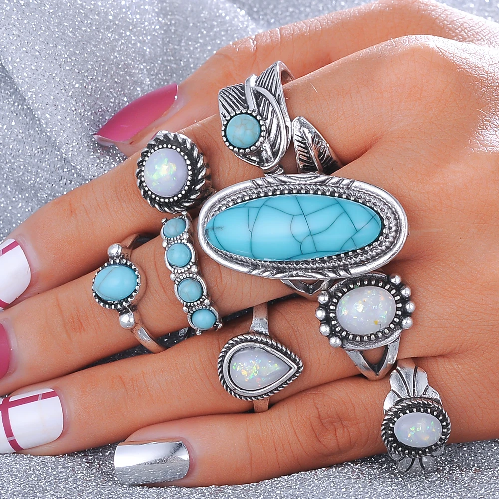 Beagloer 8 шт./компл. старинное серебро Цвет богемный Midi Ring Set Винтаж стимпанк Anillos Knuckle