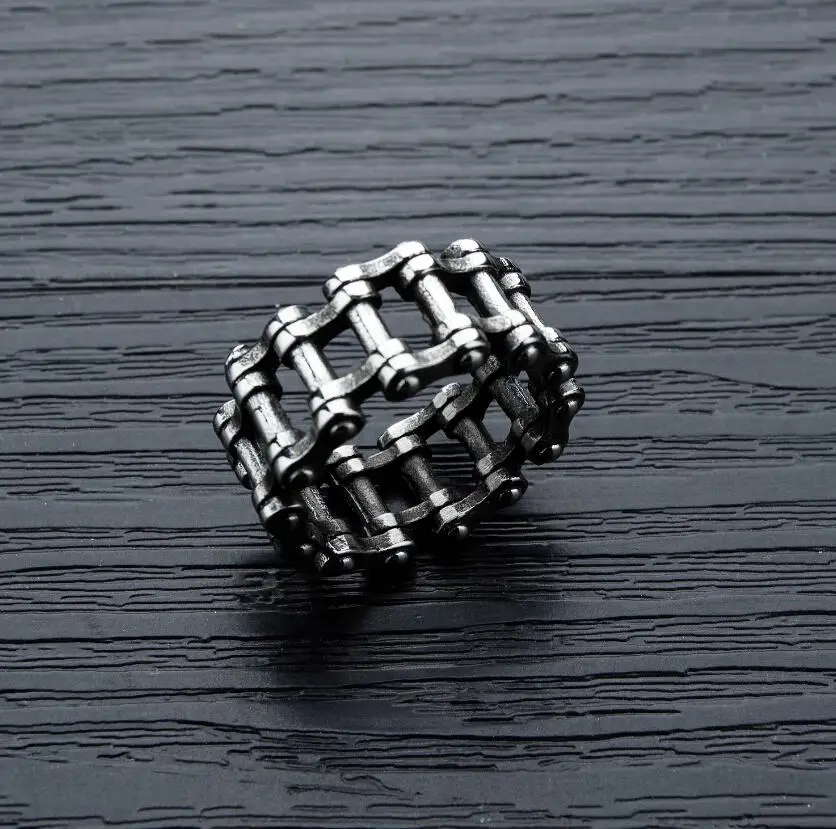 Новое ювелирное модное кольцо с перекрестной каймой из нержавеющей стали, мужское кольцо с принтом шин, простое кольцо с цепочкой - Цвет основного камня: 3