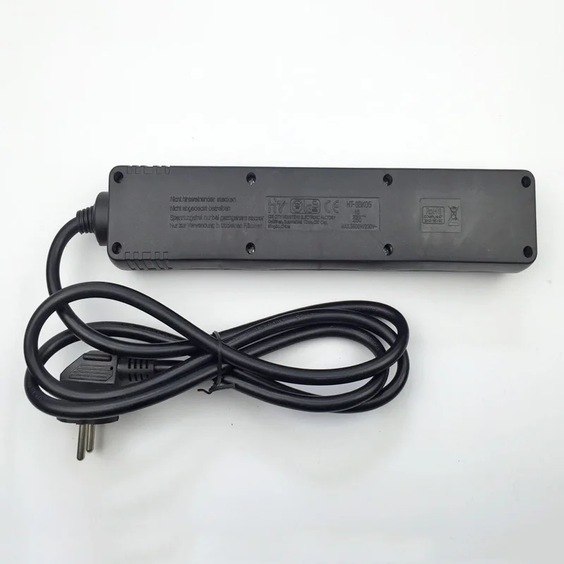 Black Power Strip 3500W 16A 250V EU Plug European Electric Adapter Multiple Outlet Extension Socket Home Electronics Charging
