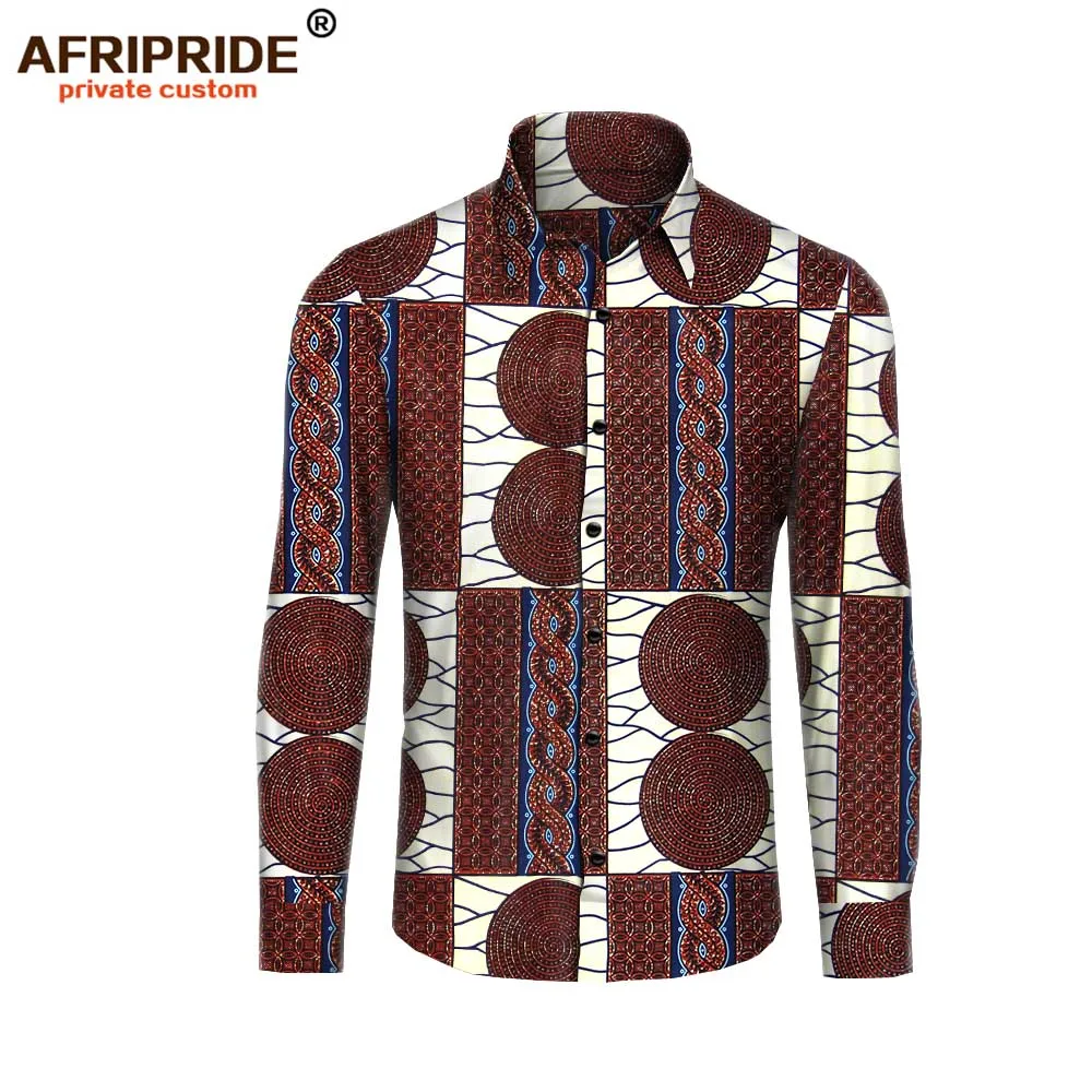 2019 Весна африканская Повседневная рубашка для мужчин AFRIPRIDE длинный рукав зубчатый воротник однобортный мужская повседневная хлопковая