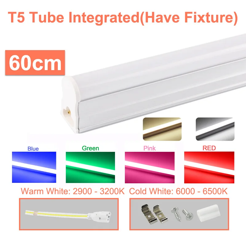 Светодиодный трубки T5 светодиодный интегрированная трубка T8 светодиодный светильник 2835 SMD 6 Вт, 10 Вт, 20 Вт, AC110V 220V 300 мм 600 мм 1FT 2FT светодиодный люминесцентная лампа ампулы - Испускаемый цвет: T5i Tube 10W 60CM