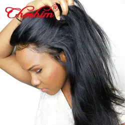 Remy Glueless полный шнурок человеческих волос парики для женщин 130% плотность натуральный черный/коричневый прямой парик бразильский на сшивке