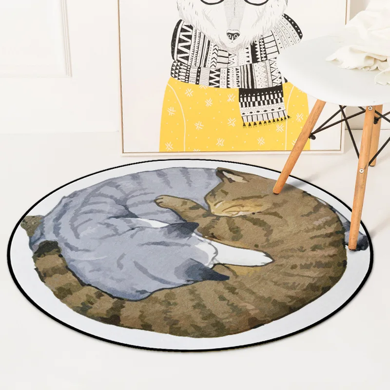 Zeegle Cat Painting Soft Round Carpet For Kids Room Area Rug For Living Room Anti-slip Baby Crawling Mats Table Chair Floor Mats Zeegle Cat Painting Soft Round Carpet For Kids Room Area Rug For Living Room Anti-slip Baby Crawling Mats Table Chair Floor Mats