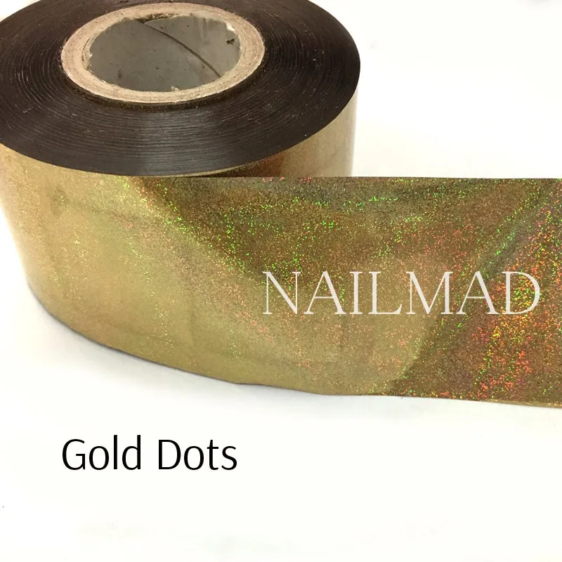 1 рулон 120 м* 4 см голографическая пленка для переноса ногтей лазерные серебряные наклейки для дизайна ногтей Фольга голографическая бумага для переноса - Цвет: Gold Dots