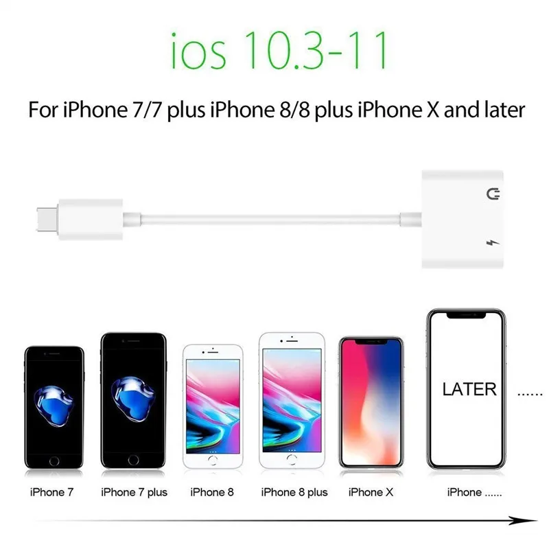 2 в 1 зарядное устройство для наушников Splitter адаптер для Apple IPhone X 10 7 8 9 плюс 3,5 мм наушников зарядки 3,5 Aux кабель конвертер