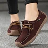 Zapatos planos de piel auténtica para mujer, mocasines con cordones plegables, con punta cuadrada, informales ► Foto 2/6