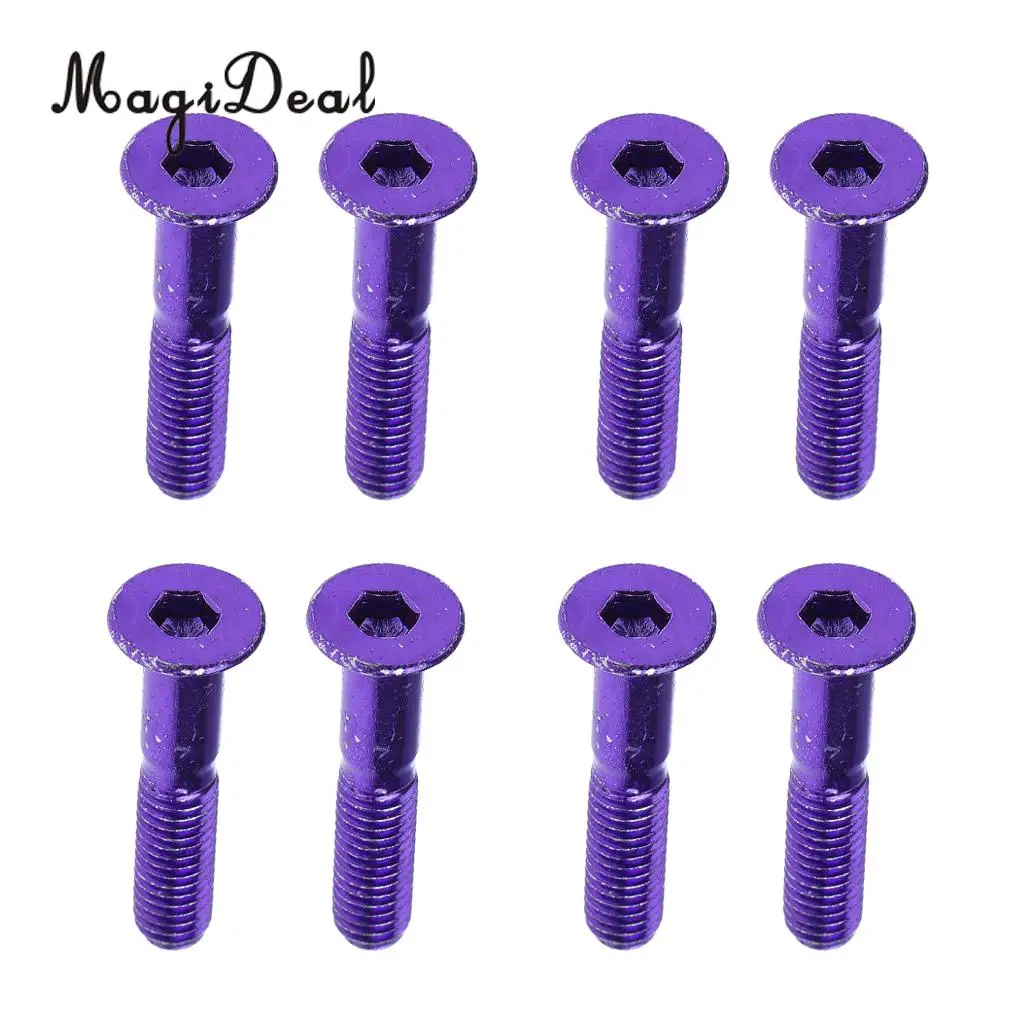 MagiDeal 8pcs Replacement Skateboard Truck Hardware Set Longboard Screws Bolts Purple