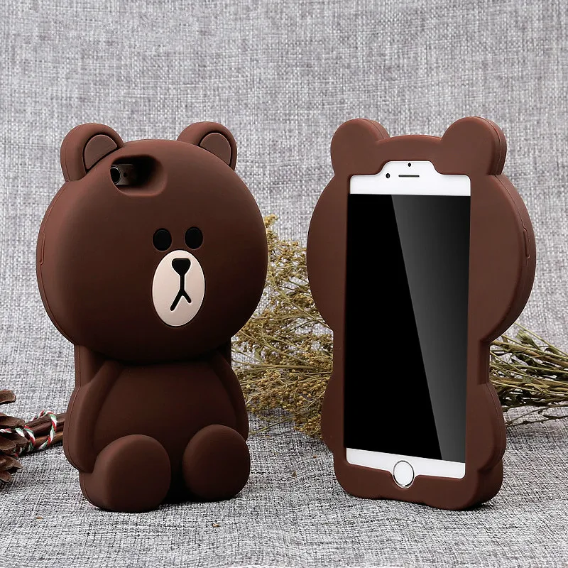 

3D Full Protection Cases for iphone X 4 4s 5S Se 5 Cute Bear Soft Silicone Phone Case for iPhone 7 8 6 6S plus Housing