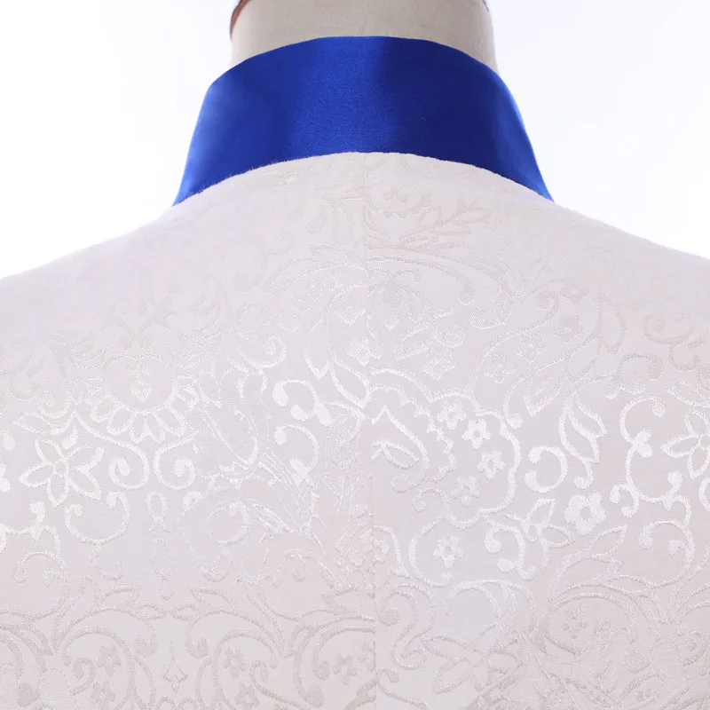 Новое поступление цвета слоновой кости с синими лацканами Свадебные Мужские костюмы последние пальто брюки дизайн смокинг Masculino на заказ жениха мужской костюм
