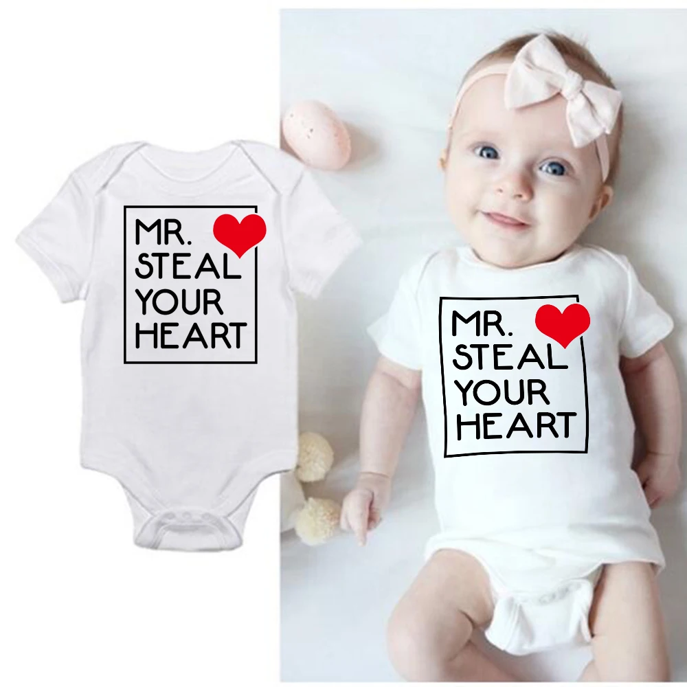 

Mr. Steal Your Heart Valentine's Day Love Gift baby bodysuit for Kids Toddler Boys girls Babygrow Playsuits Clothes body bebe