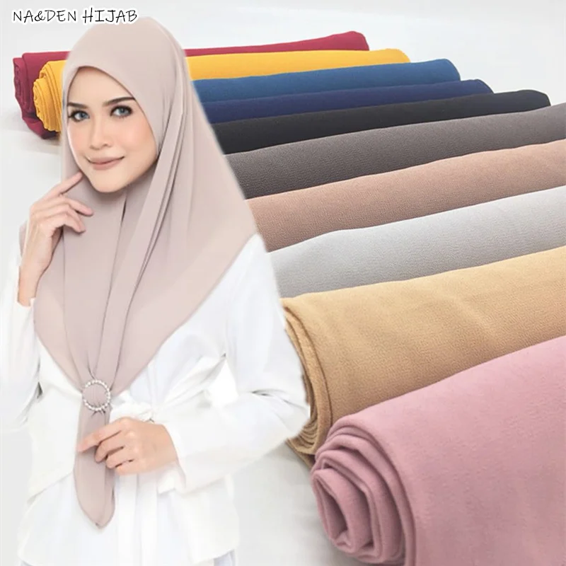 

Chiffon square size scarves women foulard femme musulman Pure color Kerchief skinny chiffon hijab scarf headscarf tudung