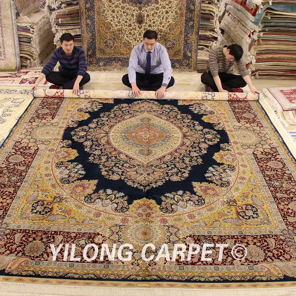 Buy Yilong 9.84'x13.12' Tabriz silk rug large antique