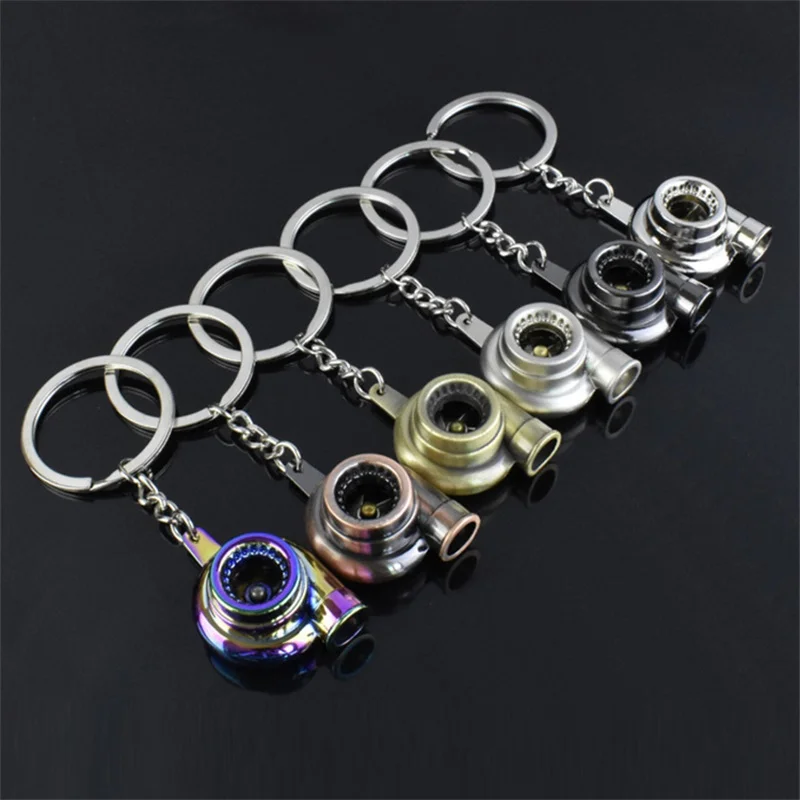 

Mechanical style engine Spinning Turbo Keychain Keyring Turbocharger Turbine Key Chain Ring
