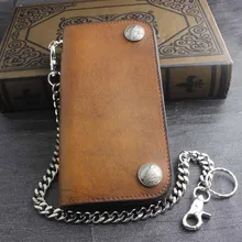 Мужской байкер рок буксир США Монета с изображением орла оснастки длинный кожаный кошелек с брелоком