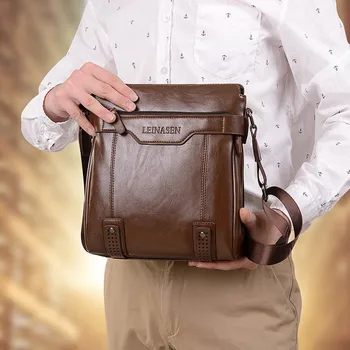 

Men Briefcase Crossbody Bag Simple Men Small Shoulder Bags Casual Messenger Bag Top Quality Black Brown Black HW