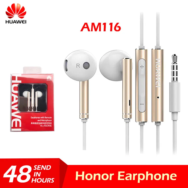 

Original Huawei AM116 Honor AM115 Earphone wired 3.5mm In-Ear Headset Mic Volume Control For samsung xiaomi SONY Smartphones