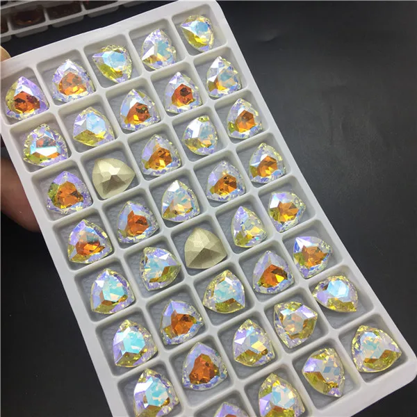 001SI crystal shimme TopStone 12 мм K9 стекло кристалл жир треугольной формы Pointback Стразы diy/аксессуары для одежды - Цвет: 001SI crystal shimme