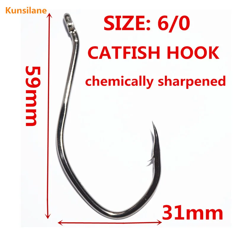 Details about   50pcs 4/0 Big River Sharpened Catfish Hooks Offset Carbon Steel Fishhooks 